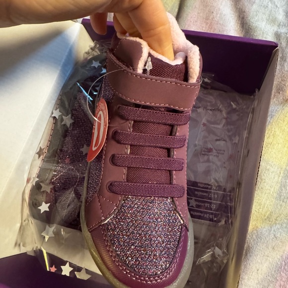 Pediped Glittery Purple Kids Hi-top Sneakers size 10-10,5 - Picture 2 of 4